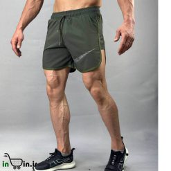 شلوارک کوتاه بدنسازی مردانه سبز زیتونی مدل بروس کد 33019